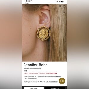 Like New Jennifer Behr Augusta Gold Coin Earrings